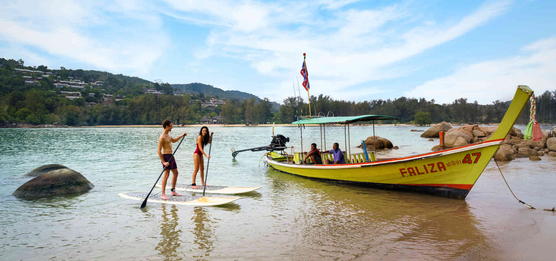 phuket | Anantara Layan Phuket Resort Activity Paddle Board Couple in Ocean Sitecore 1920x900 1920x900 1